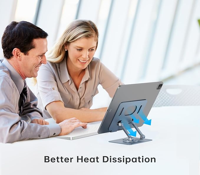 Tablet Stand Adjustable with 360° Swivel Base Aluminum Tablet Stand Holder for iPad/Samsung/iPad Pro Air Mini/Galaxy/Switch, Blue