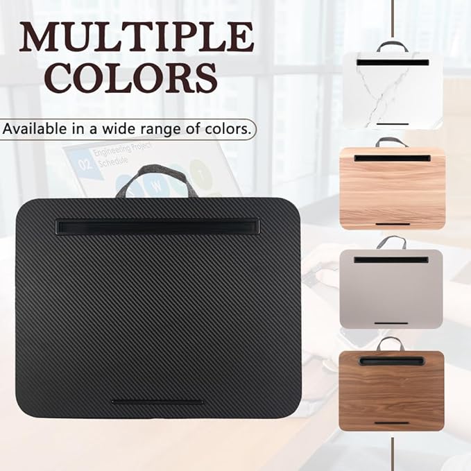 Portable Laptop Desk Fits Up to 16“ Laptops, with Tablet Slot, Built-in Cushion, Great for Home & Office,Lap Desk for Laptop,Lap Desk with Cushion (Black, Medium)