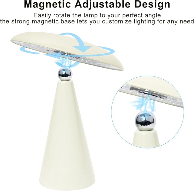 Elegant & Modern “Magnetic Cordless LED Table Lamp – Portable Touch-Dimmable Bedside Light for Bedroom, Living Room & Small Spaces (Cream)”