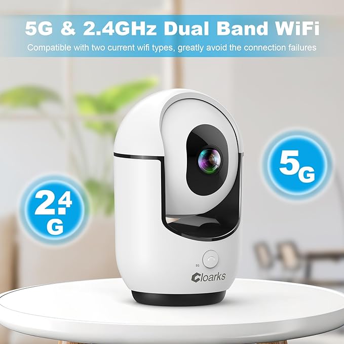 2K Indoor Camera, 5/2.4 GHz WiFi Pan/Tilt Security Camera with AI Motion Detection, One-Click, Wired Baby/Pet Camera with 2-Way Audio, 24/7, Siren Alarm, TF/Cloud Storage - 4 Pack