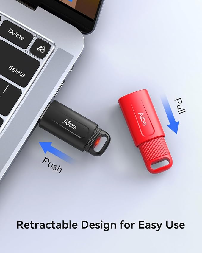 Aiibe 128GB USB Flash Drive 2 Pack - 128GB USB Stick Thumb Drive USB 2.0 Memory Stick with Keychain (Black and Red)
