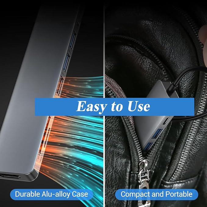 9 in 1 USB C Adapter, Multiport USB C Hub with 4K HDMI Output, Super Speed Transfer, PD 100W Fast Charging Type C Adapter, Compatible with SD/TF Card Reader, Laptop, Desktop, Tablet, Phone and More