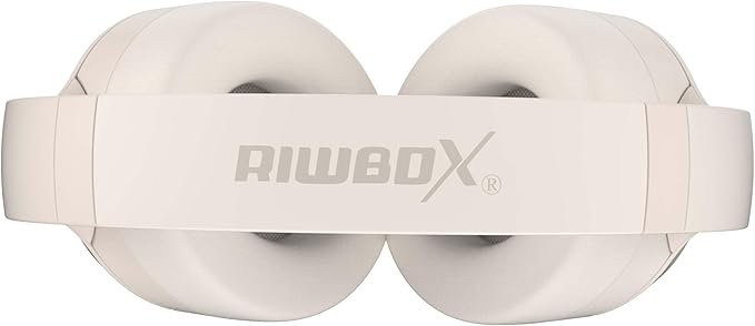 Riwbox Hybrid Active Noise Cancelling Headphones, Wireless Bluetooth Headset Over Ear, 60H Playtime, High-Fidelity, Foldable, Comfort&Immersion for Work, Commuting (White)