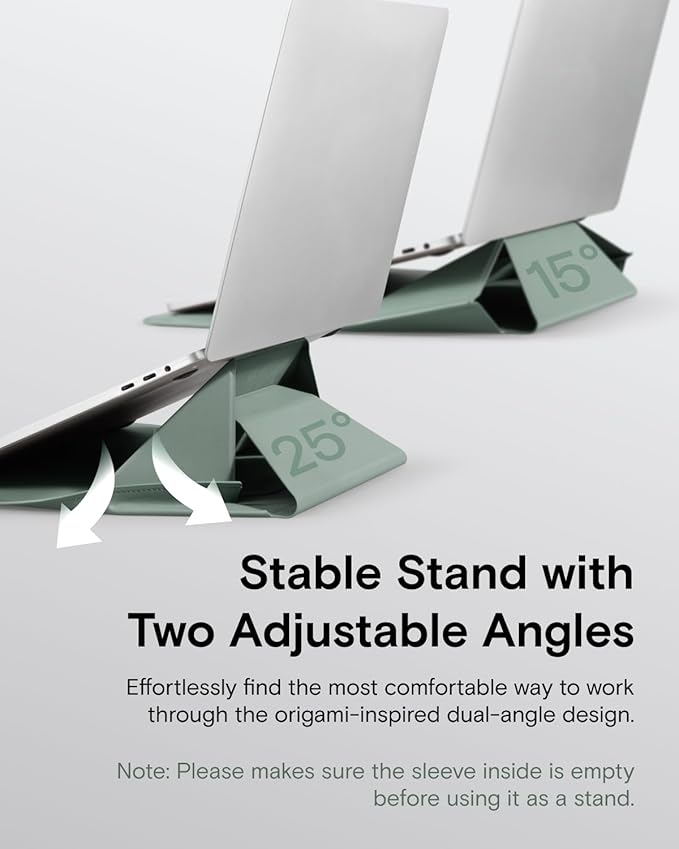 MOFT Laptop Carry Sleeve, 2-in-1 Laptop Bag & Stand for 15"-16" MacBook Air/Pro & Dell/HP/Lenovo/Asus, Stylish Slim Computer Sleeve Bag with Expandable Storage for Computer Accessories, Seafoam