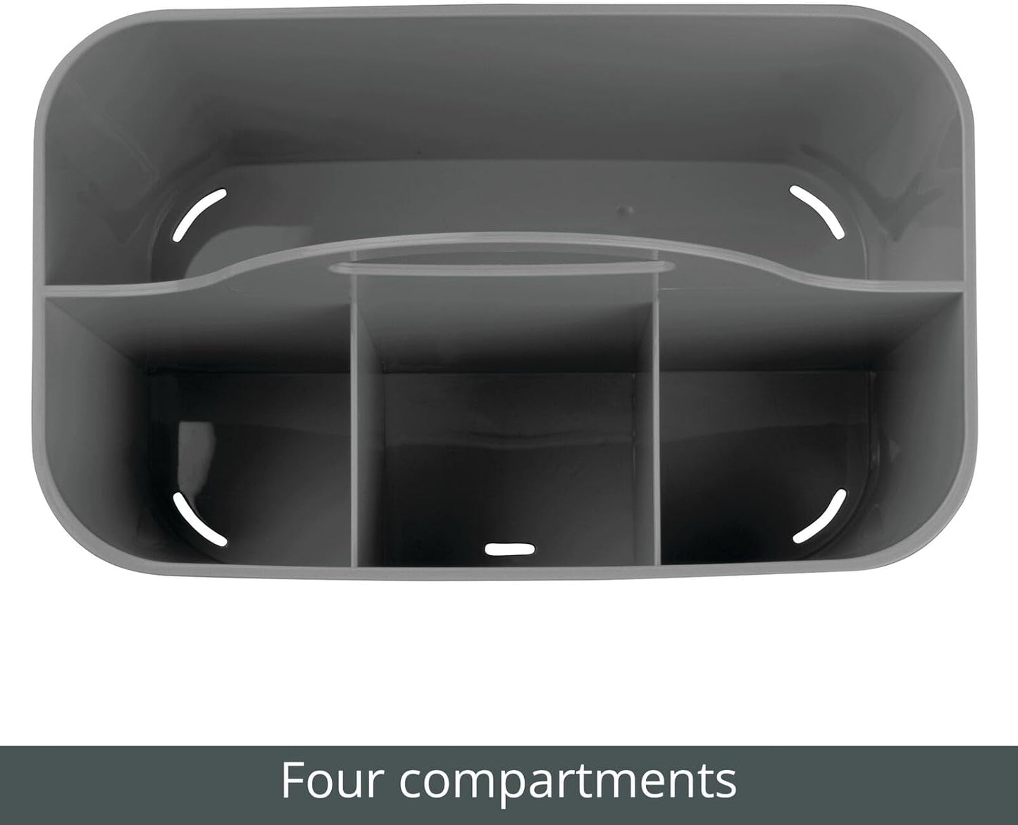 mDesign Plastic Small Office Storage Organizer Utility Tote Caddy with Handle for Cabinets, Desks, Workspaces - Hold Desktop Office Supplies, Pencils, Staplers Lumiere Collection, 2 Pack, Dark Gray