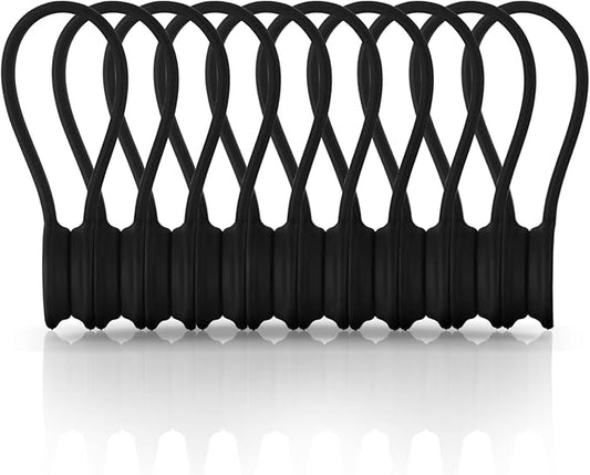 Kanemc Black Magnetic Cable Ties 10-Pack, Silicone Cord Twist Ties Magnet Strap For Charging Wire Organizer, Earphone Cords Wrap, Fridge Magnets, Storage Or Travel