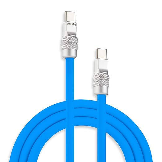 chubbycable Chubby 2.0 Fast Charging Cable Durable Soft Silicone USB C Cable 240W Extra Thick Charger Cord Compatible with iPhone 17-15 Series iPad, Blue, Type-C to Type-C, 8.2FT