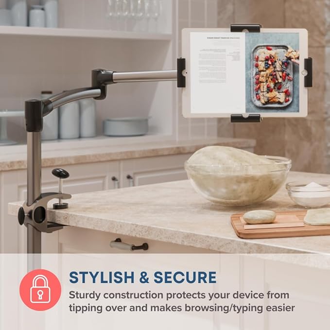 LEVO G2 Clamp on Tablet Holder for Desk: iPad Holder Stand, Kindle Holder, iPad Desk Mount, Premium