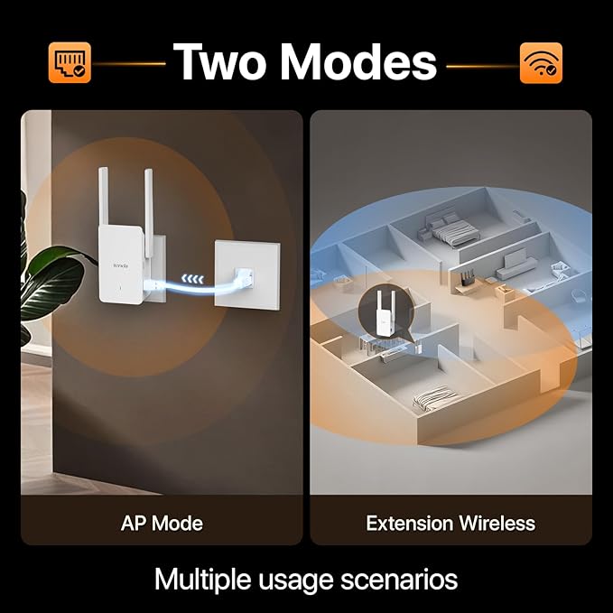 Tenda AX1500 WiFi 6 Range Extender, WiFi Signal Booster for Home Up to 1500sg.ft and 30+ Devices, Dual Band WiFi Extender Booster with Gigabit Ethernet Port, AP Mode, WPS Easy Setup(A23)
