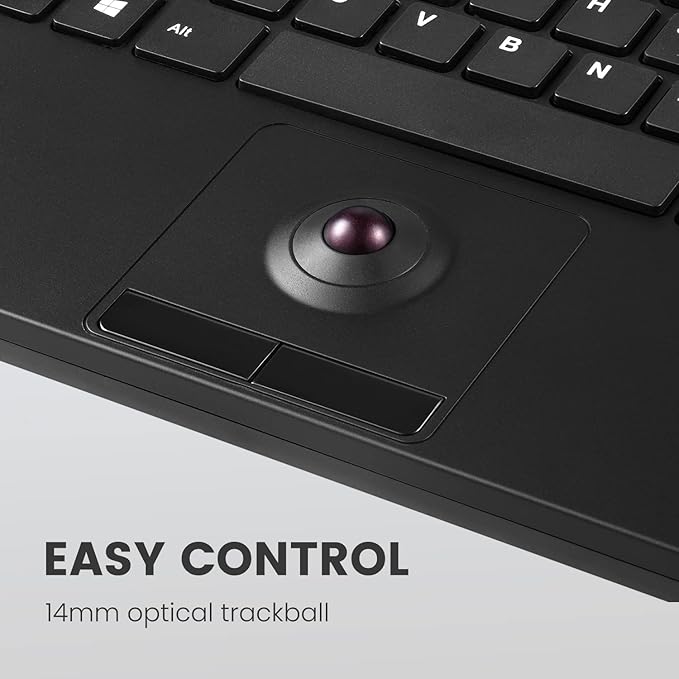 Perixx PERIBOARD-526 US, Wired Mini USB Keyboard with Trackball - X Type Scissor Keys - 11.18x7.17x1.1 Inches - Build-in 2 USB Hubs - US English