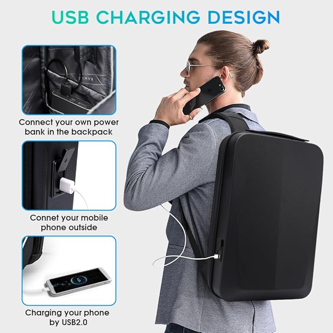 BANGE Laptop Anti-theft backpack Hard Shell Expandable Commute backpack can Hold 15.6 inch laptop for men and women