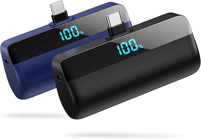 [2-Pack] Mini Portable Charger 5500mAh for iPhone 15/16 Series, LCD Display 15W PD Fast Charging Power Bank USB C Connector Battery Pack Compatible with 16/16 Pro Max/15/15 Pro Max Samsung Android etc