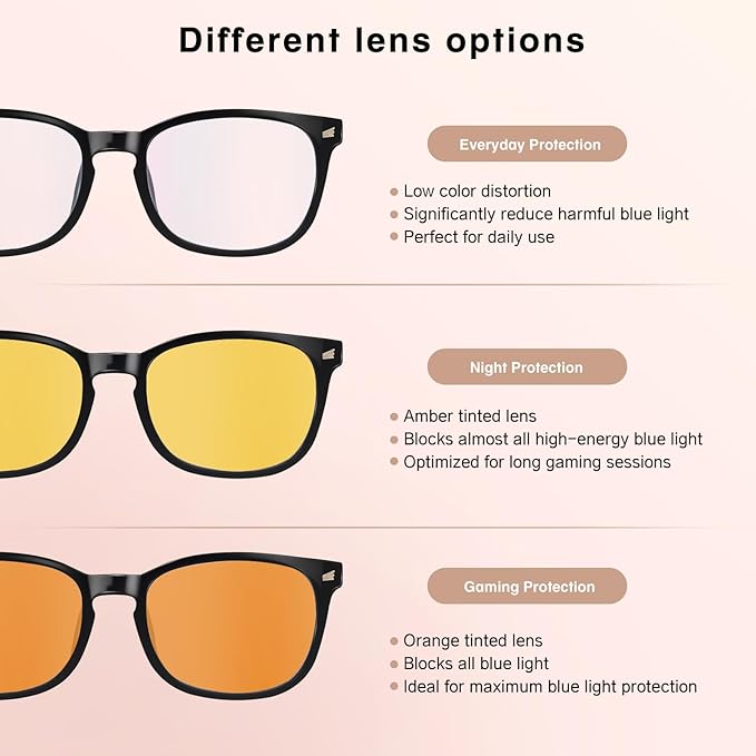 Blue Light Glasses for Woman Men | 99% Blue Light Blocking Glasses | Computer Glassess | Night Driving | Gaming | TV Phone Screen Reader Square Frame | Anti Eyestrain & UV Glare Protection