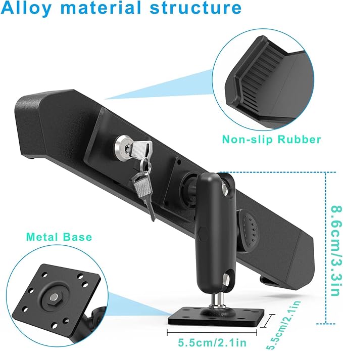 Tablet Wall Mount Lock Holder for 9-14" iPad, Metal Anti Theft Tablet Kiosk Mount with Secure Lockable for Conference Room, Desktop, Under Counter, Cabinet, Gym - Fits iPad, Galaxy Tab Series