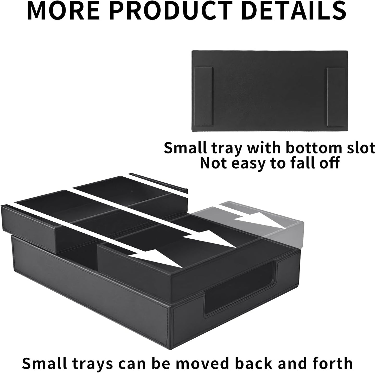 4 Pack Leather Office Supplies/Desk Organizer for Letter Paper Tray,Sticky Note Holder,Pen Cup,Stackable Small Letter Mail Sorter Tray,Workspace Decor for Women Men (Black, 4-piece set)