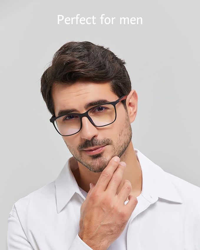 ANRRI Blue Light Blocking Glasses, Anti Eyestrain Lens Lightweight Frame Eyeglasses, Black Fream Red Temple, Men/Women…