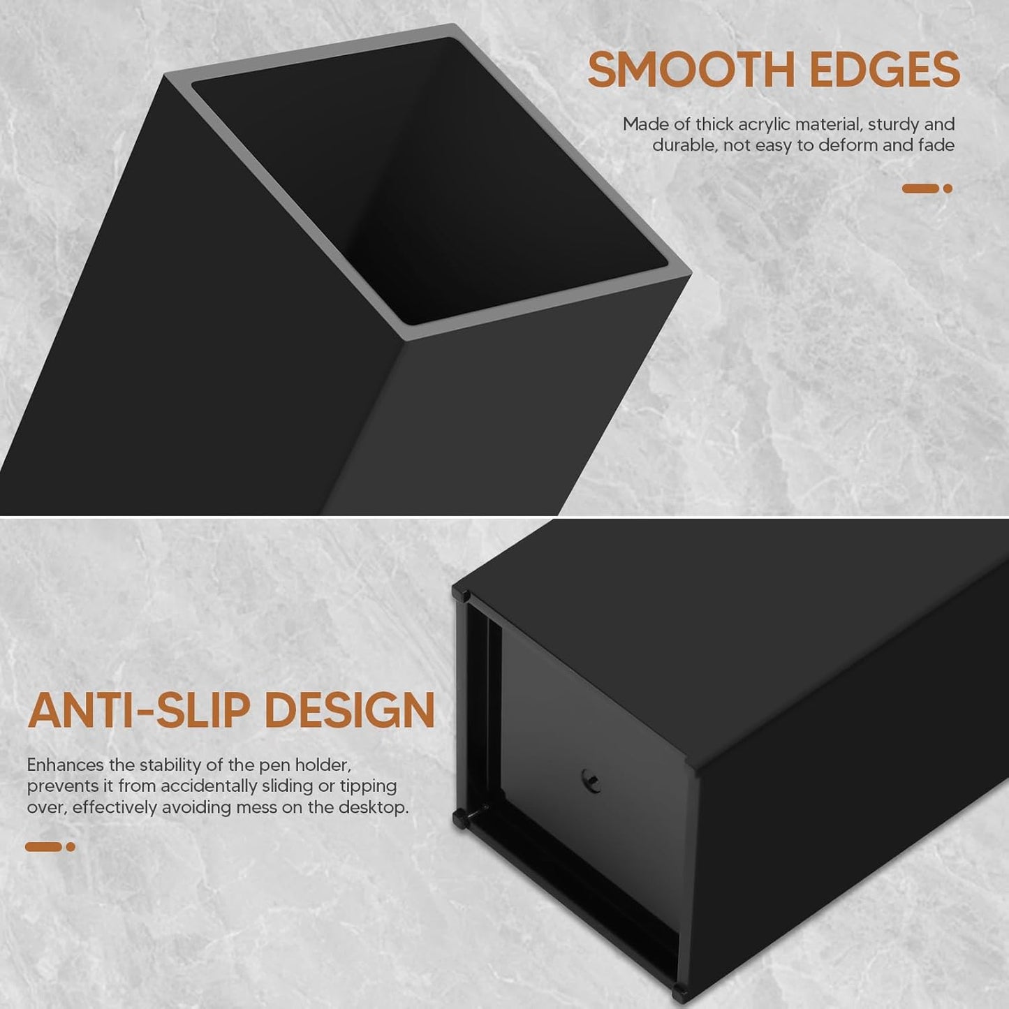 10Pack Black Acrylic Pen Holder, Desktop Pencil Organizer Makeup Brush Holder Acrylic Pencil Cup Stationery Pencil Holder for Desk Office Pen Organizer