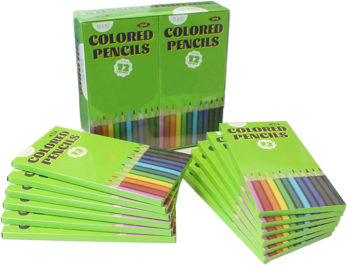 S & E TEACHER'S EDITION 144Pcs Colored Pencils, Pre-sharpened, coloring pencils for adults kids Bulk Back to School Supplies For Teachers 12 Colors, 12pcs/box, 12Boxes, Total: 144Pcs.