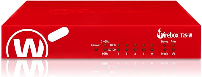 WatchGuard Firebox T25-W Network Security Appliance with 1 Year Basic Security Suite License - Advanced Firewall, VPN, Intrusion Prevention (WGT26031)