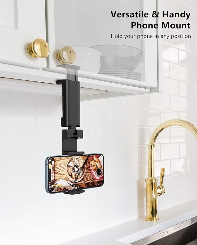 MiiKARE Travel Essentials Airplane Phone Holder, Universal Handsfree Phone Mount for Flying with 360 Degree Rotation, Travel Must Haves Phone Stand for Desk, Tray Table, Black&Pink