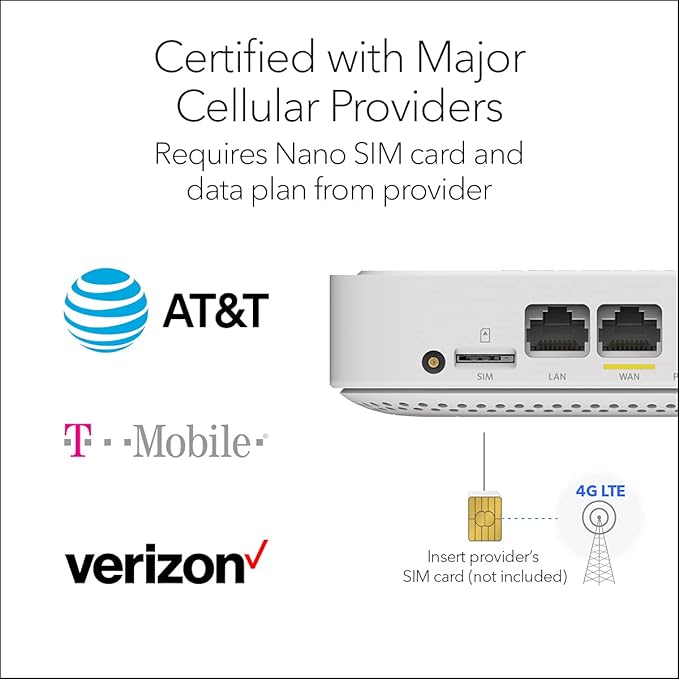 NETGEAR 4G LTE Broadband Modem (LM1200) – Use LTE as a Primary Internet Connection or Failover Solution for Always-On WiFi | Certified with AT&T, T-Mobile & Verizon