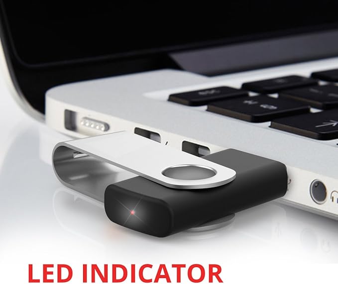 MOSDART No Logo USB2.0 2GB Flash Drive, Swivel Design with LED Indicator, Keychain Loop, FAT32 Memory Stick for Data Storage, Black(Pack of 10)