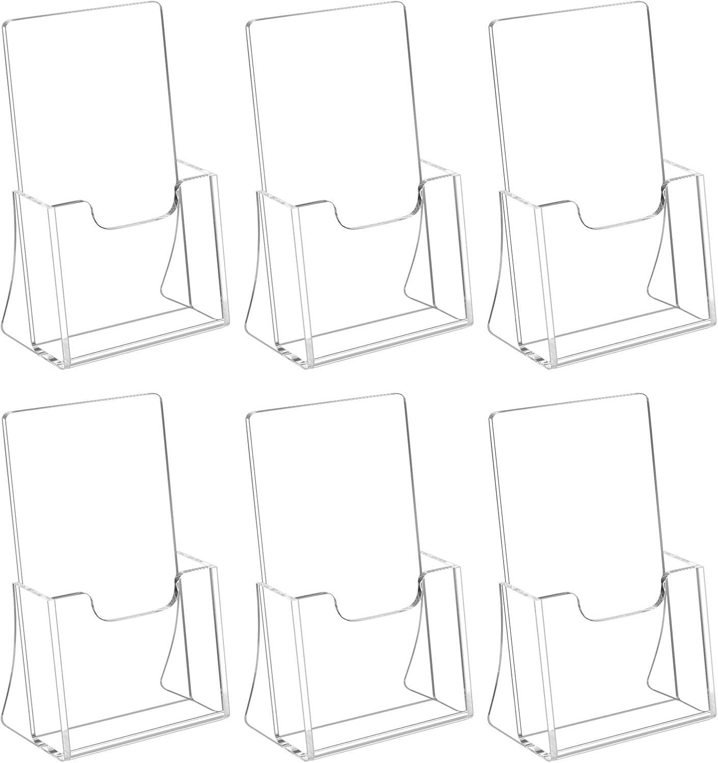 HIIMIEI Brochure Holder 4 x 6 inches, Acrylic Flyer Holder with 6 Pack, Plastic Stands for Displaying Flyer, Magazines, Pamphlets, Literature, Brochures, Booklets, Menu