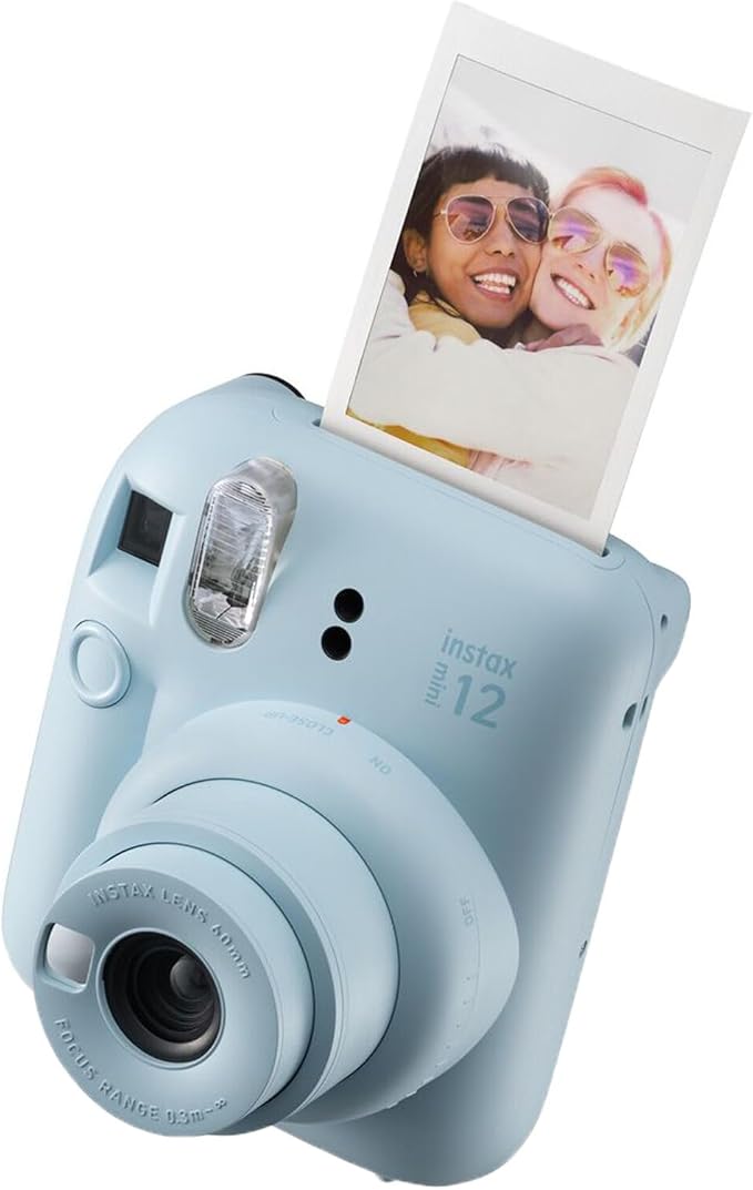 Fujifilm Instax Mini 12 Instant Camera Pastel Blue Bundle with Fuji Instax Mini Film Value Pack (40 Sheets) + Protective Carrying Case + Photo Album + Microfiber Cleaning Cloth