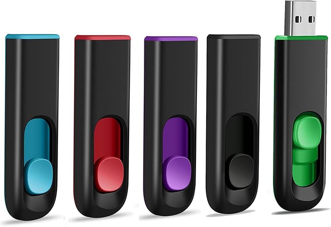 5 Pack 32GB USB Flash Drive, USB 2.0 Memory Stick Thumb Drive Pen Drives Jump Drive for Data Storage Multiple Color