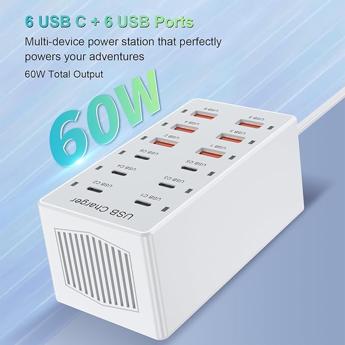 USB Charging Station for Multiple Devices USB Wall Charger Power Hub Strip Smart Plug Charging Dock Block for iPhone Xs/XR,iPad,iPod,Galaxy S9/S8,Smart Phones