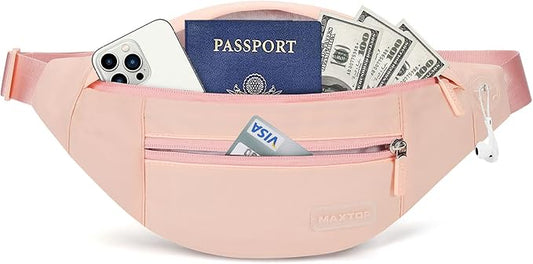 MAXTOP Large Crossbody Fanny Pack with 4-Zipper Pockets,Gifts for Enjoy Sports Festival Workout Traveling Running Casual Hands-Free Wallets Waist Pack Phone Bag Carrying All Phones
