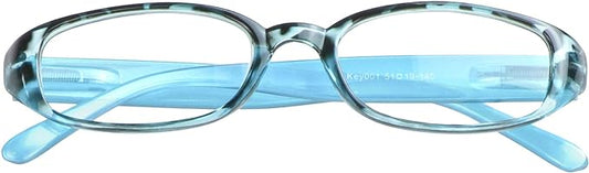 VisionGlobal 1 Pair Reading Glasses with Spring Hinge, Blue Light Blocking Glasses for Women/Men (Blue,+5.50 Magnification)