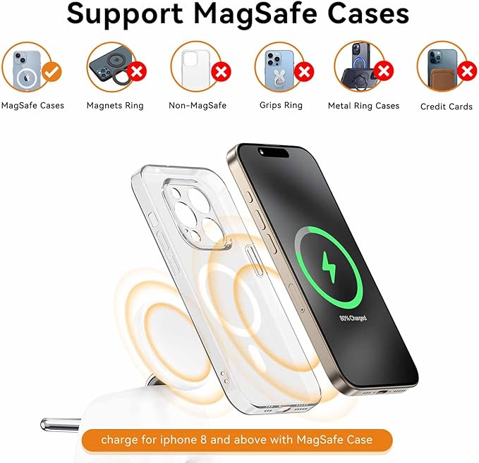 2025 Magnetic Wireless Charging Station, 15W Ultra-Fast Charger Stand for iPhone 17 16 15 14 13 12 Pro Max, 5W for Apple Watch&Airpods, 2-in-1 Foldable Charger for Home/Office/Travel(With 30W Adapter)