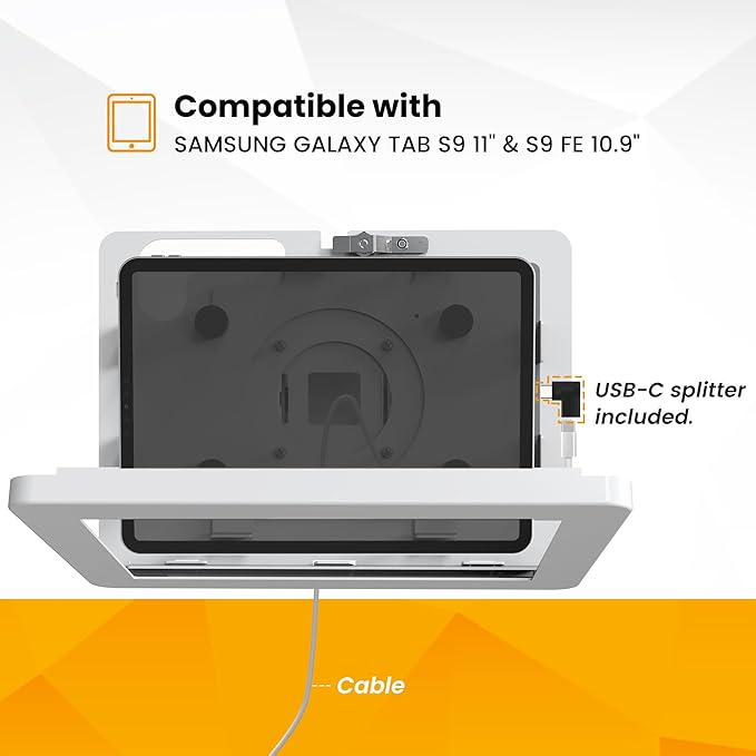 Tablet Wall Mount Compatible with Samsung Galaxy Tab S9 & S9 FE, All Metal, Anti-Theft Lock Adjustable Tablet Stand