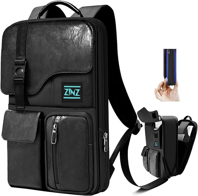 ZINZ Slim & Expandable Laptop Backpack 15.6 Inch, Computer Rucksack Water Resistant Bag, Anti-Theft Travel Daypack for Men and Women-Black