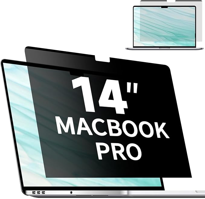 Magnetic Privacy Screen for 14 Inch MacBook Pro (2021-2025, M1, M2, M3, M4, M5, Pro, Max), Removable Matte Laptop Privacy Screen Anti Glare Blue Light Filter, Anti-Spy for Mac 14.2'' Computer