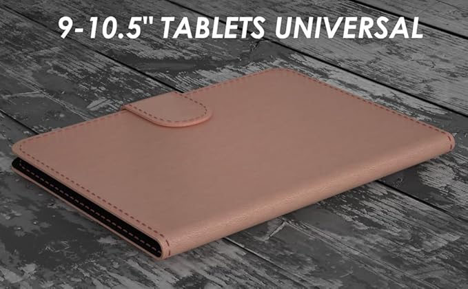 TouchPad Keyboard case for 9", 10",10.1",10.5" Tablets,2-in-1 Bluetooth Wireless Keyboard with Touchpad,7 Colors Backlit & Leather Folio Cover (Pink)