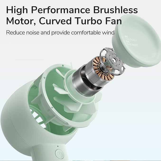 JISULIFE Mini Portable Fan-Bladeless Safe Design, Powerful Turbo Handheld Fan with 3 Speeds, USB Rechargeable, Small Pocket Design for Travel/Lash, Gifts For Girls/Women