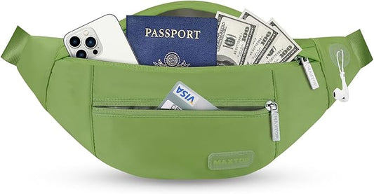 MAXTOP Large Crossbody Fanny Pack with 4-Zipper Pockets,Gifts for Enjoy Sports Festival Workout Traveling Running Casual Hands-Free Wallets Waist Pack Phone Bag Carrying All Phones