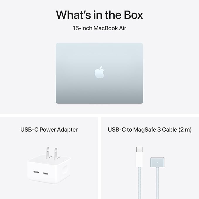 Apple 2025 MacBook Air 15-inch Laptop with M4 chip: Built for Apple Intelligence, 15.3-inch Liquid Retina Display, 24GB Unified Memory, 512GB SSD Storage, Touch ID; Sky Blue with AppleCare+ (3 Years)