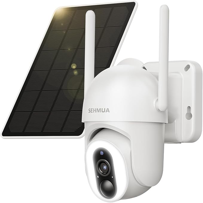 SEHMUA Solar Security Cameras Wireless Outdoor with 500-Lumen Super-Bright LEDs Spotlights, 2K 360° View Outdoor Camera Wireless, Color Night Vision, PIR Motion Detection,2-Way Audio