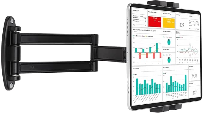 Foldable iPad Wall Mount Holder,Aluminium Extendable Tablet Wall Mount for 7~12.9 inch Tablets iPad/Nexus/LG G Pads/e-Reader/Switch,Adjustable Extension Articulating Arm Swivels Mount