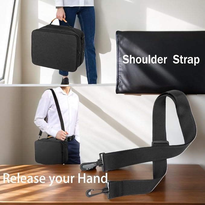 Large Electronics Organizer, Cable Organizer Bag with Shoulder Strap, Electronics Accessories Storage Carry Case, Double Layer Cord Bags for Cord &Tablet, Headphone, Charger, Tools, DJ Gifts