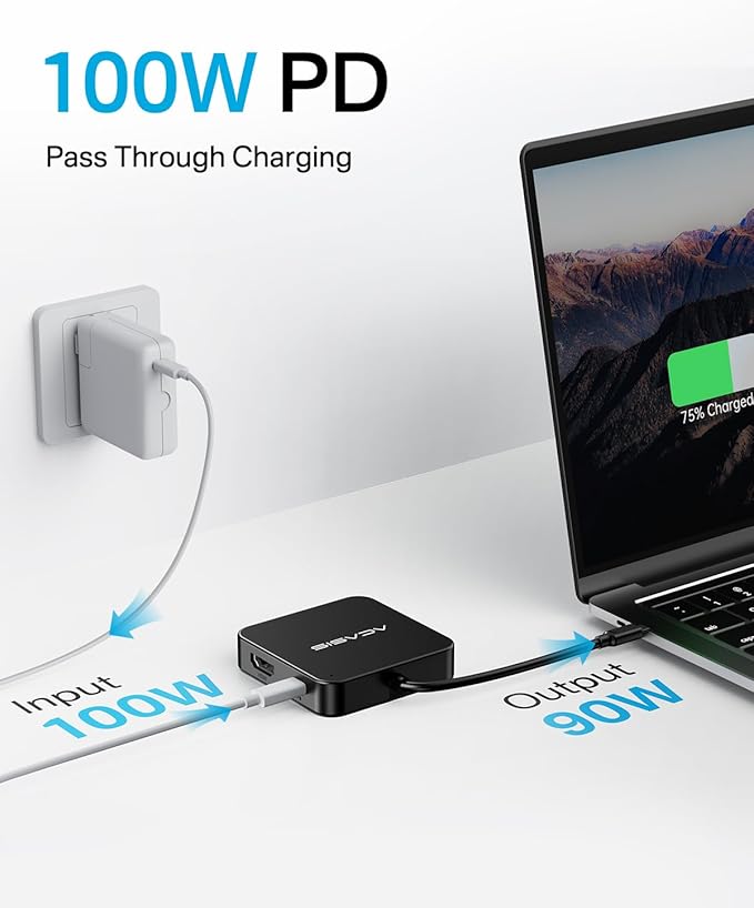 ACASIS USB C Hub 10Gbps, 6-in-1 Multiport Adapter with 4K 60Hz HDMI, 100W Power Delivery, USB A3.2 Data Port, USB C to HDMI Adapter for MacBook, Dell, Lenovo, Surface, iPad PRO, XPS(Black)