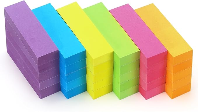 30 Pads 0.6x2 Inch Sticky Notes Flags Tabs Page Markers 6 Bright Color Sticky Index Tabs Page Flags 80 Sheet/Pad