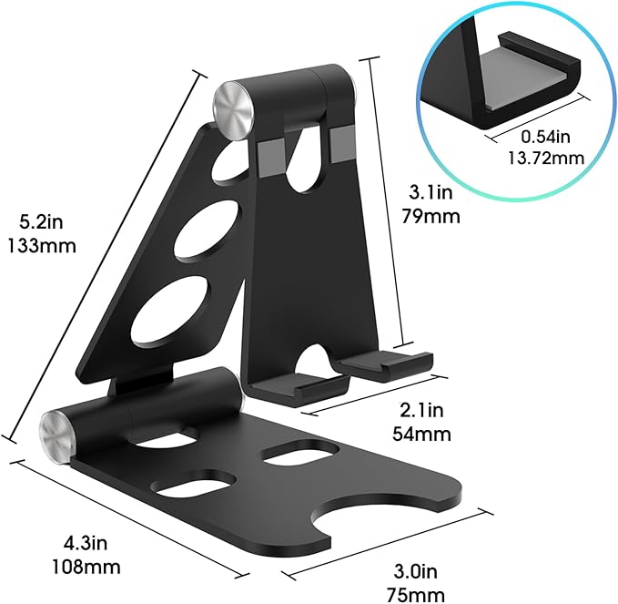 Kado Aluminum Alloy Tablet Stand for Portable Monitor, Foldable iPad Stand Holder Adjustable, Computer Office Desk Accessories for Kindle, Switch, iPad Pro/Air/Mini, iPhone Pro/Max/Plus