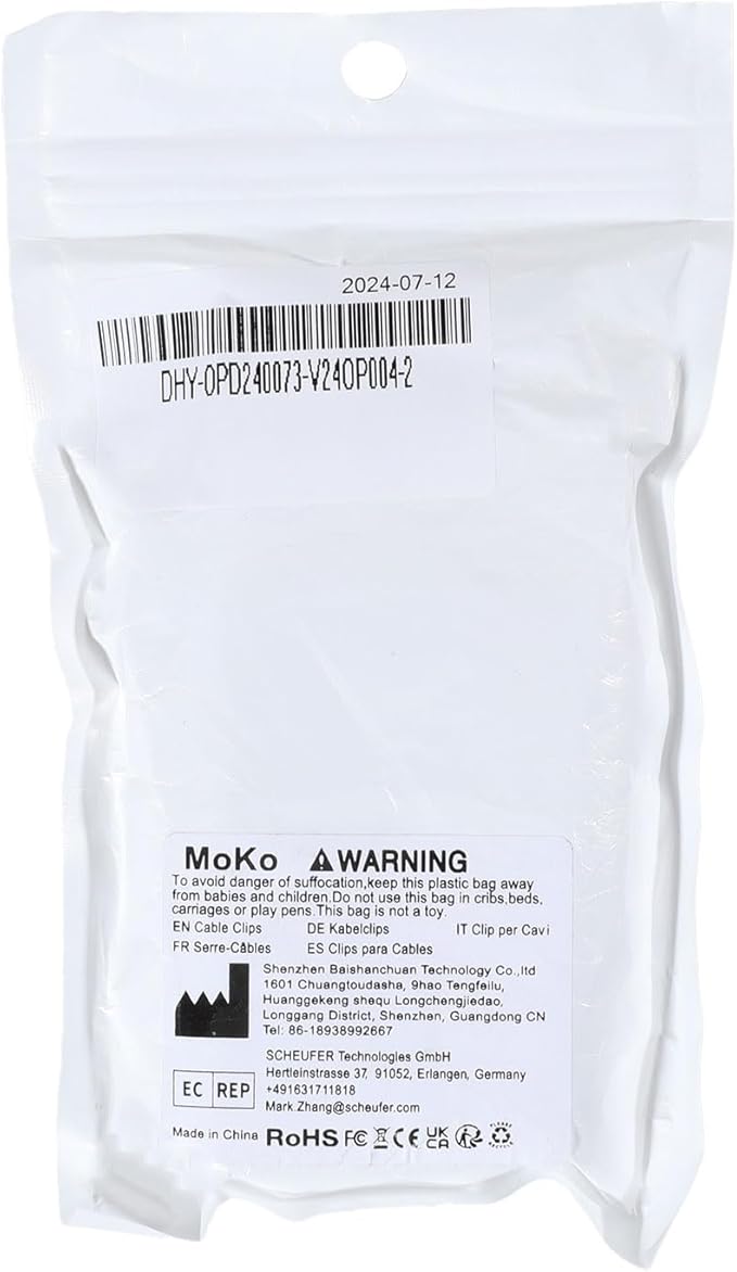 MoKo 8 Pack Magnetic Cable Clips, Desk Cord Organizer, Adhesive Cord Holder, Cable Management Wire Holder Keeper Organizer for Nightstand Desk Kitchen Office Car Wall Glass, White