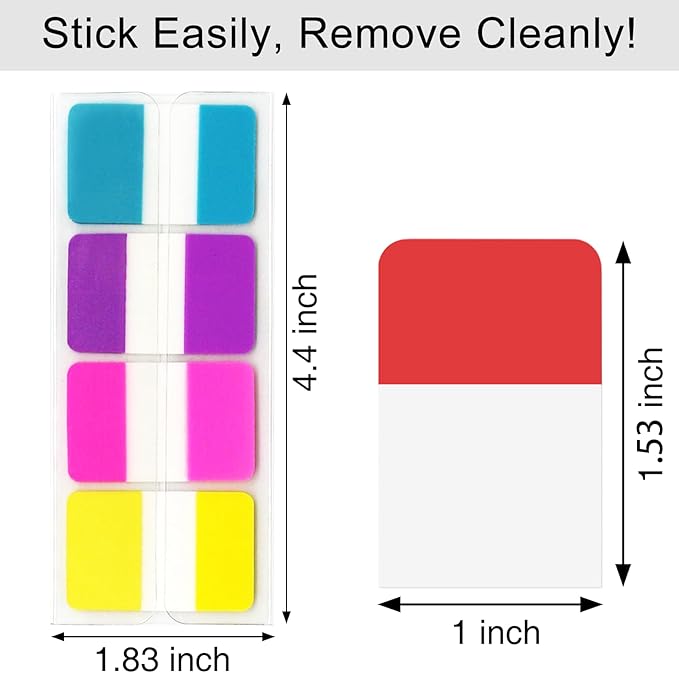 KICNIC Sticky Index Tabs 480 Pieces, 1 Inch Divider Tabs Stick On, Page Marker Bookmark, Write Tab Flags Self Adhesive, 6 Dispensers, 20 Pcs/Color