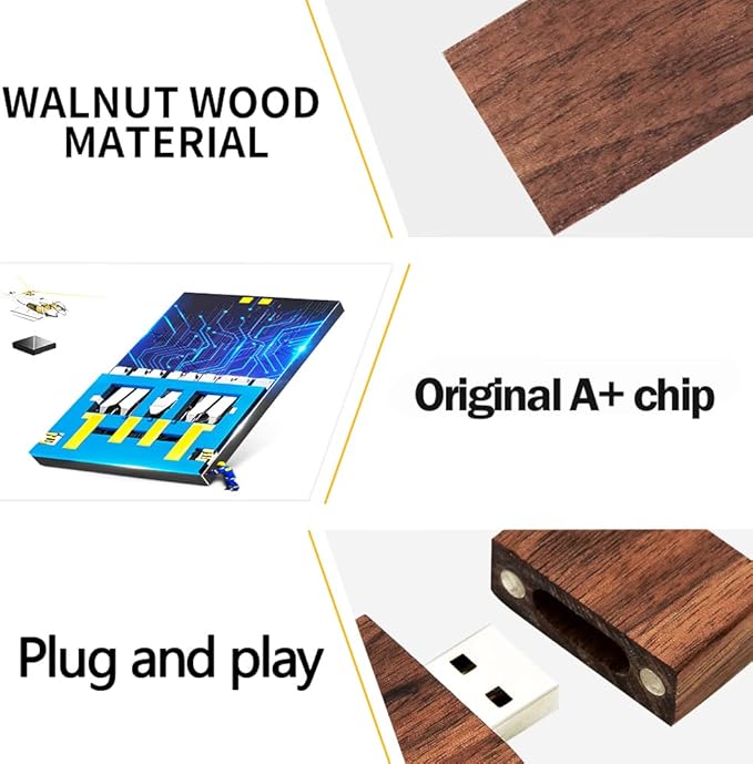 EASTBULL 50-Pack of 2GB Bulk Flash Drives, Wooden USB Flash Drives Walnut Wood Thumb Drive USB 2.0 Memory Stick for Data Storage (2GB, 50 Units)