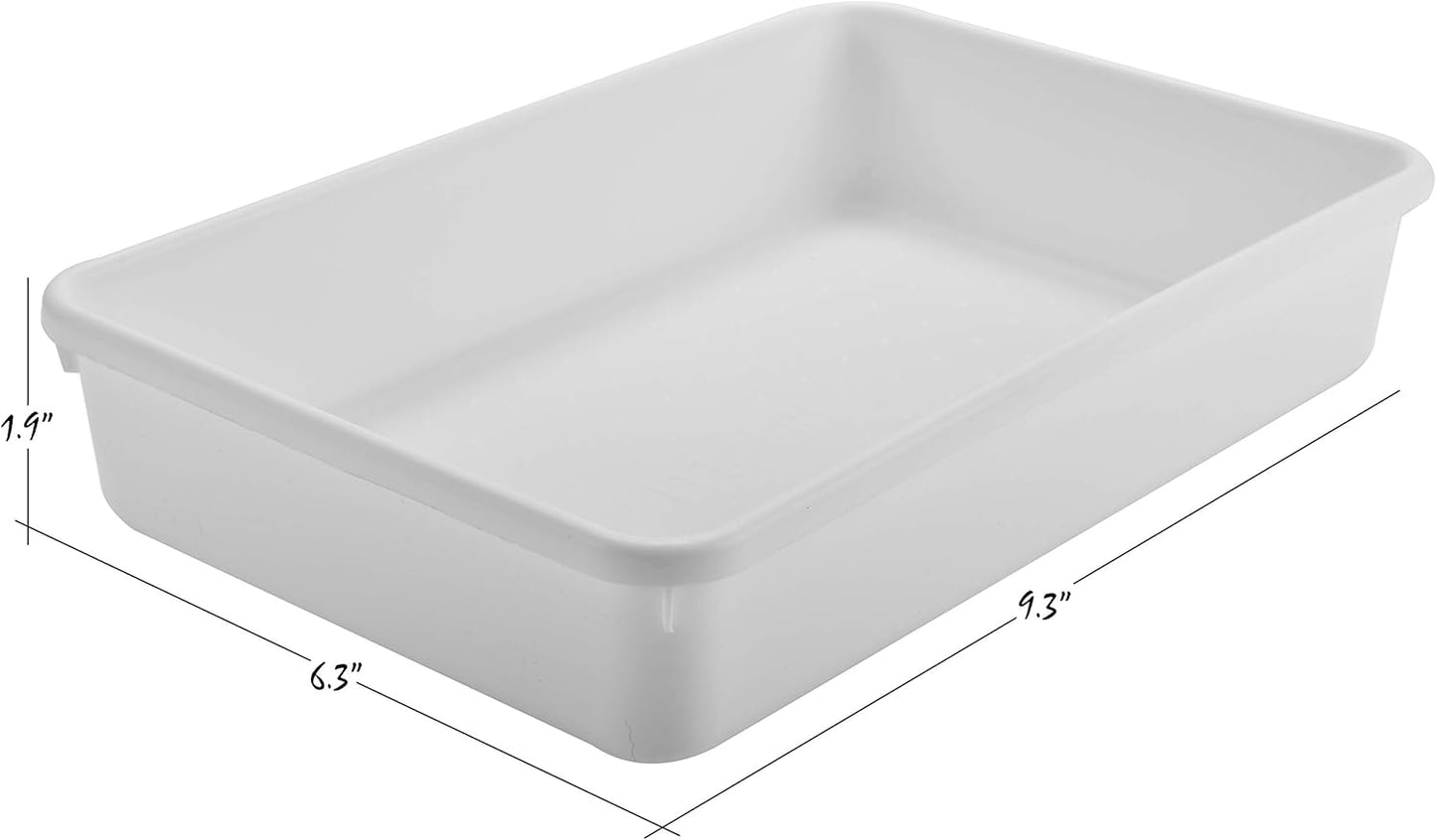 Masirs Interlocking Drawer Organizer Bins - Durable Plastic, Various Sizes for Custom Layout Design. Great for Desk Drawer, Tool Box or Garage Organization. (White | 8-Piece Set)